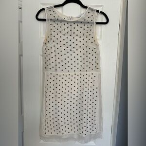 Elegant White and Gold Studded Dot Dress